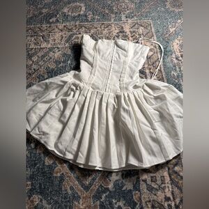 House of CB — White Marcy Pintuck Pleated Mini Dress